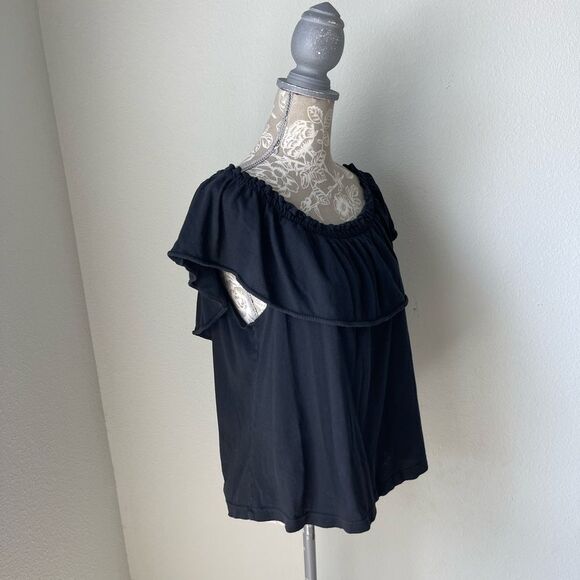 Current Elliott The Ruffle Top in Washed Black - Picture 3 of 9